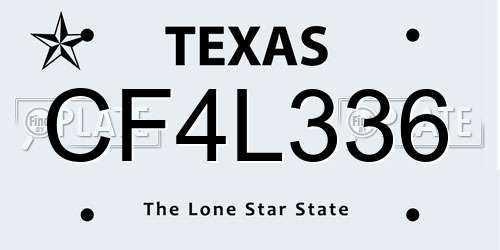 CF4L336 Texas License Plate