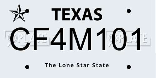 CF4M101 Texas License Plate