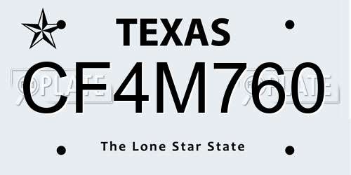CF4M760 Texas License Plate