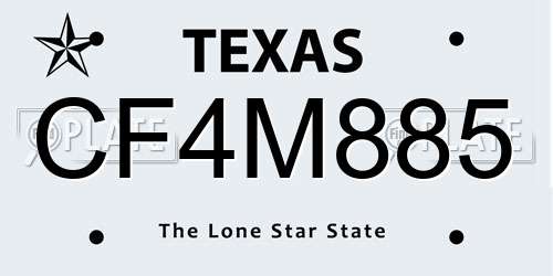 CF4M885 Texas License Plate