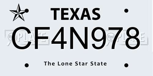 CF4N978 Texas License Plate