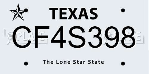 CF4S398 Texas License Plate