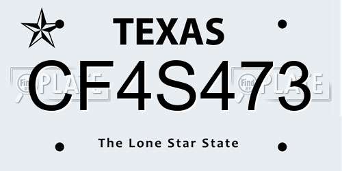 CF4S473 Texas License Plate