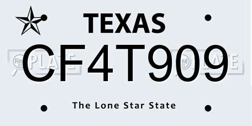CF4T909 Texas License Plate