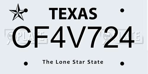 CF4V724 Texas License Plate