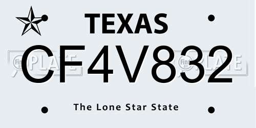 CF4V832 Texas License Plate