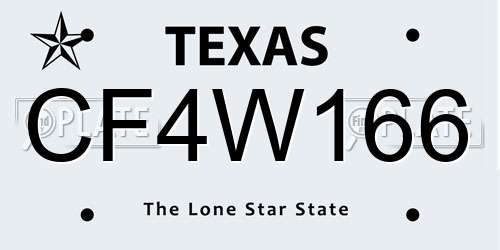 CF4W166 Texas License Plate