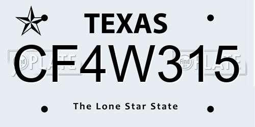 CF4W315 Texas License Plate