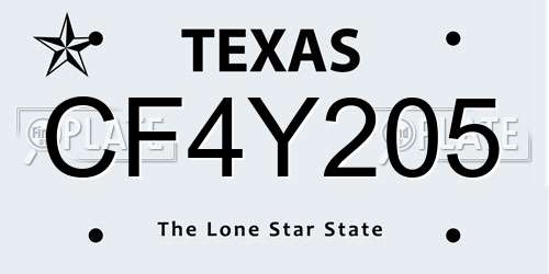 CF4Y205 Texas License Plate