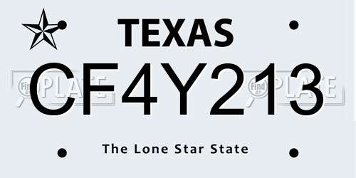 CF4Y213 Texas License Plate