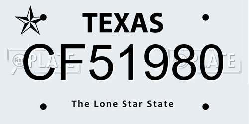 CF51980 Texas License Plate