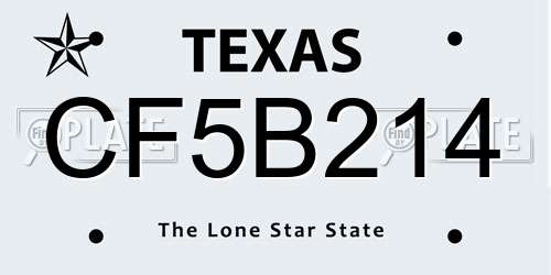CF5B214 Texas License Plate