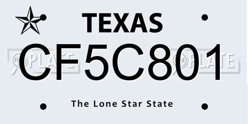 CF5C801 Texas License Plate