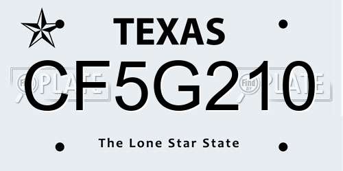 CF5G210 Texas License Plate