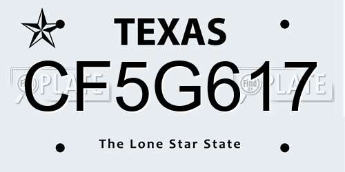 CF5G617 Texas License Plate