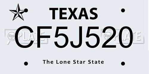 CF5J520 Texas License Plate