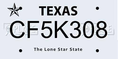 CF5K308 Texas License Plate