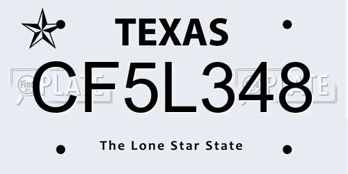 CF5L348 Texas License Plate
