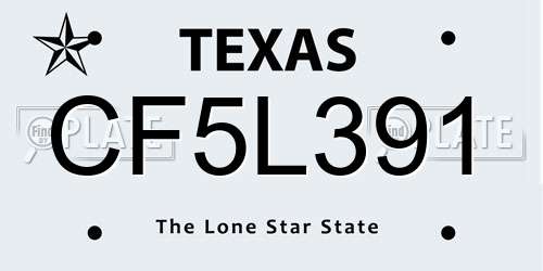 CF5L391 Texas License Plate