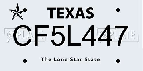 CF5L447 Texas License Plate