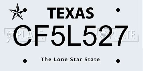 CF5L527 Texas License Plate