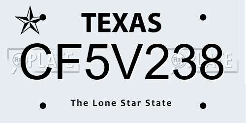 CF5V238 Texas License Plate