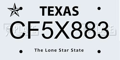 CF5X883 Texas License Plate