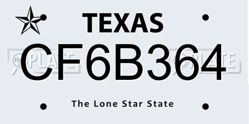 CF6B364 Texas License Plate