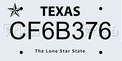 CF6B376 Texas License Plate