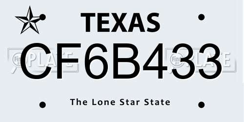CF6B433 Texas License Plate