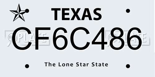 CF6C486 Texas License Plate