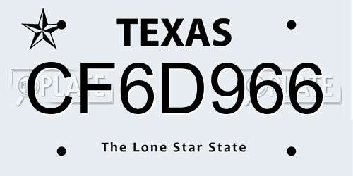 CF6D966 Texas License Plate