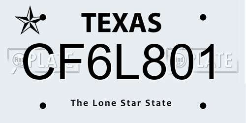 CF6L801 Texas License Plate