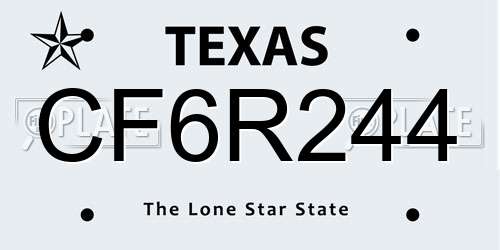 CF6R244 Texas License Plate