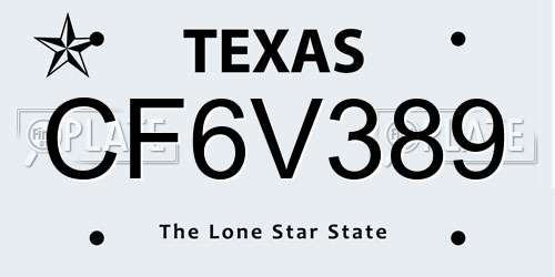 CF6V389 Texas License Plate