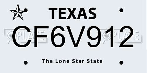 CF6V912 Texas License Plate