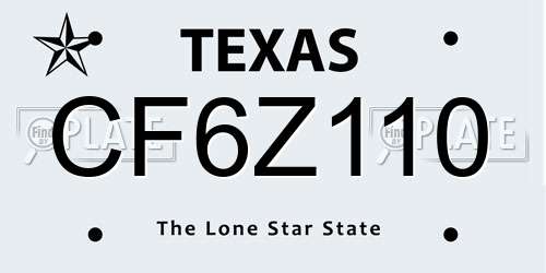 CF6Z110 Texas License Plate