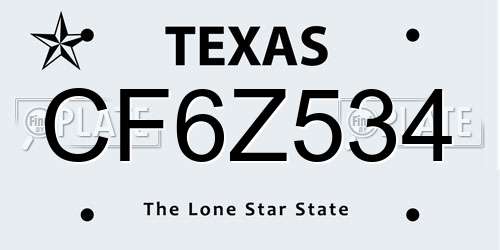CF6Z534 Texas License Plate