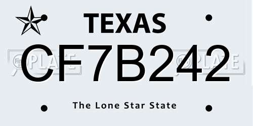 CF7B242 Texas License Plate