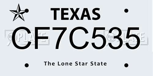 CF7C535 Texas License Plate