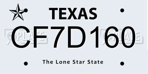 CF7D160 Texas License Plate