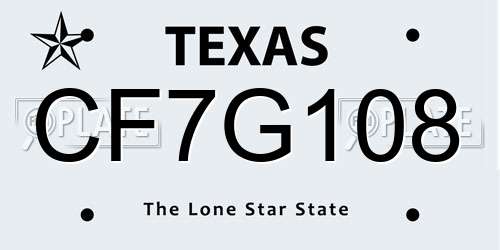 CF7G108 Texas License Plate