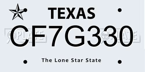 CF7G330 Texas License Plate