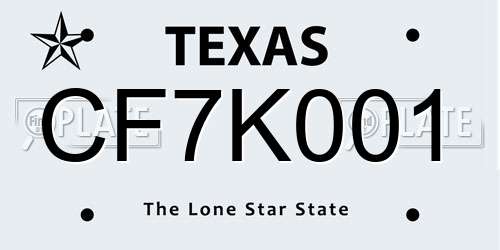 CF7K001 Texas License Plate