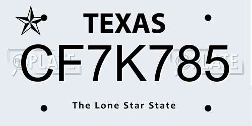 CF7K785 Texas License Plate