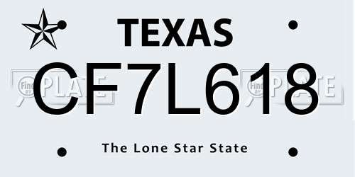 CF7L618 Texas License Plate