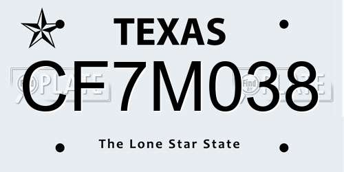 CF7M038 Texas License Plate