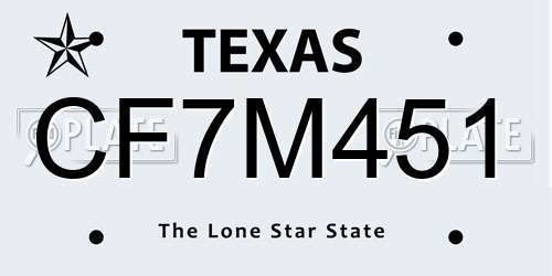 CF7M451 Texas License Plate