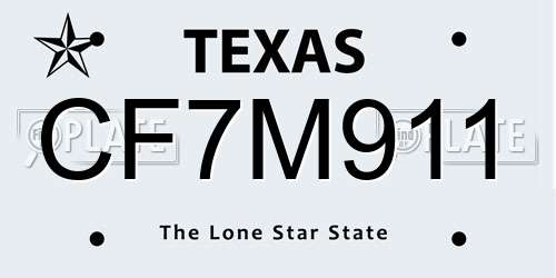 CF7M911 Texas License Plate