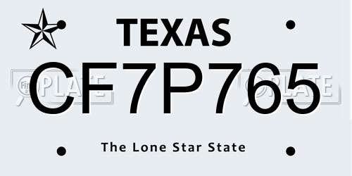CF7P765 Texas License Plate